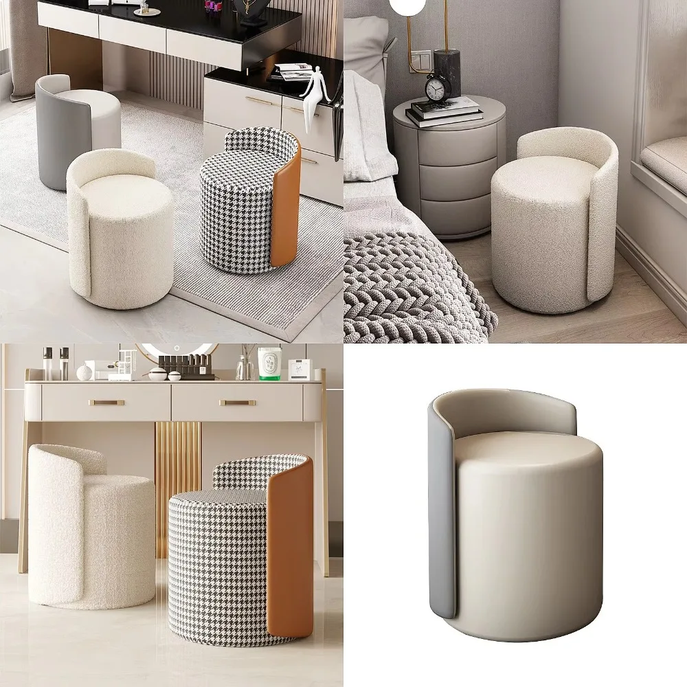 Light luxury cream living room low round stool sofa stool simple shoe change makeup stool
