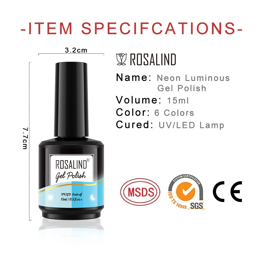 ROSALIND Gel Móng Tay Ba Lan Lai Véc Ni UV LED Bán Thường Trực Bộ Dụng Cụ Làm Móng Tay Móng Tay Nghệ Thuật Đế Top Coat Gel Móng Tay