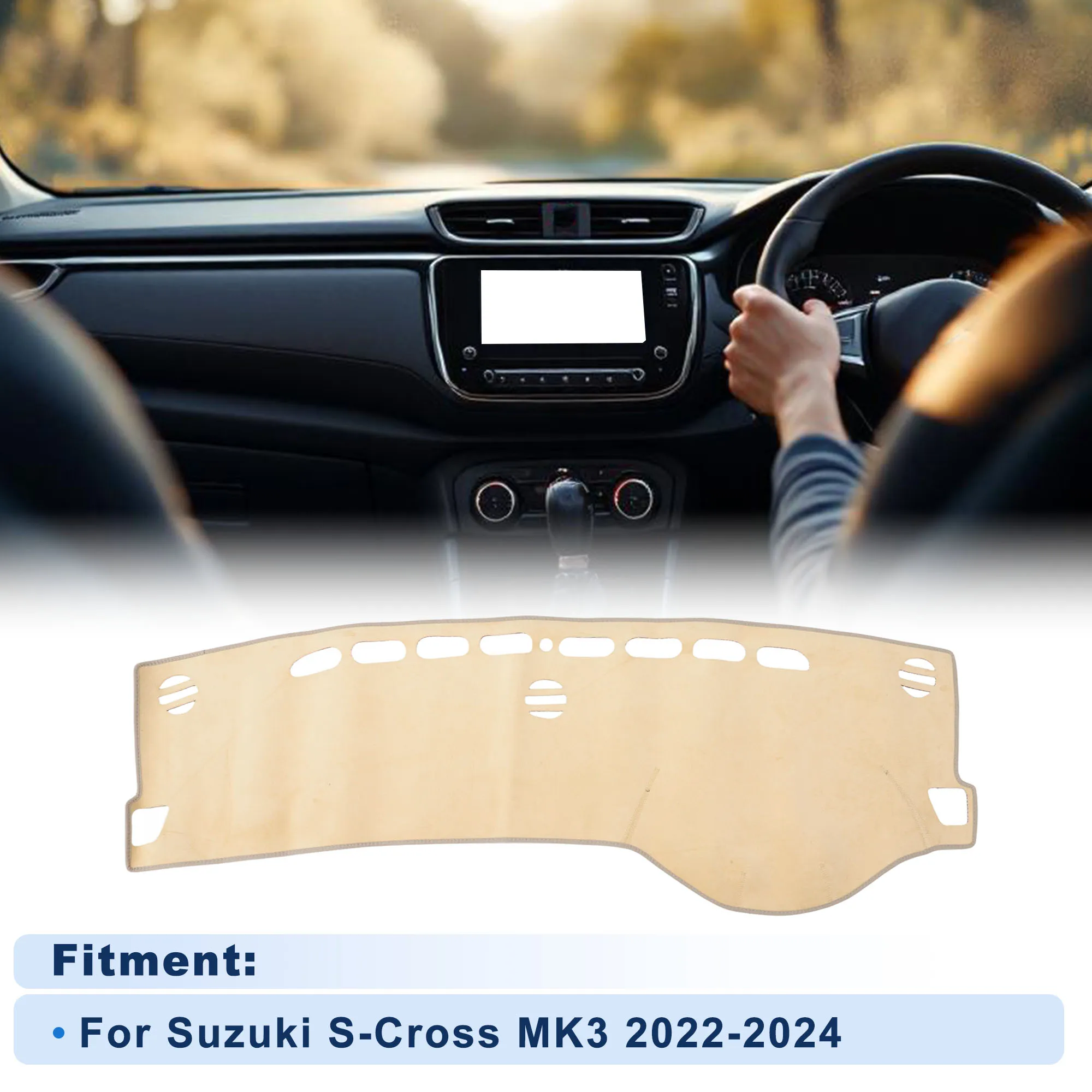 

UXCELL Dash Cover for Suzuki S-Cross MK3 2022-2024 Without HUD Flannel Beige 1 set