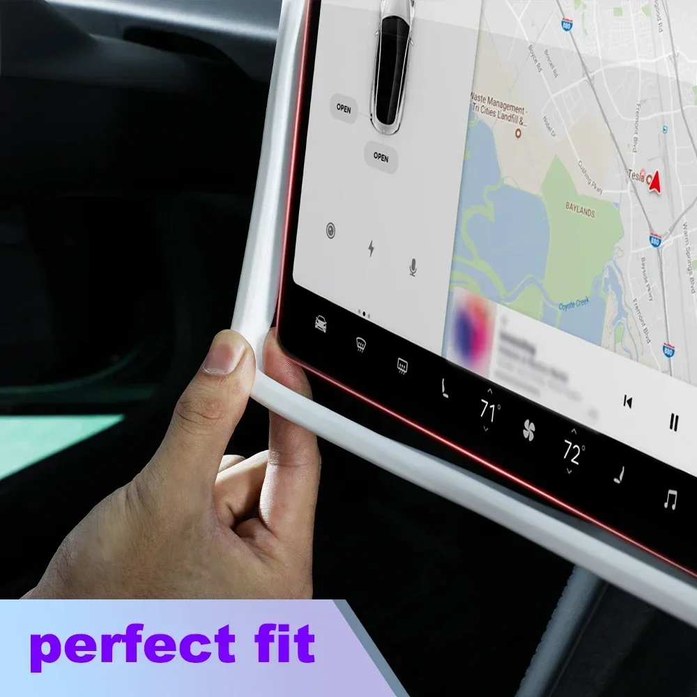 Silicone Screen Protector Frame for Tesla Model 3 Highland & Model Y, Anti-Scratch Edge Cover Central Control Accessory