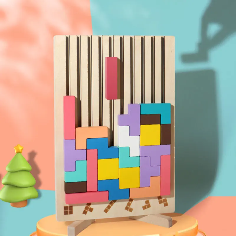 3D Wooden Puzzle, Building Blocks, Puzzle Game, Baby Logic Training Puzzle Toys, Parent-Child Interactive Games