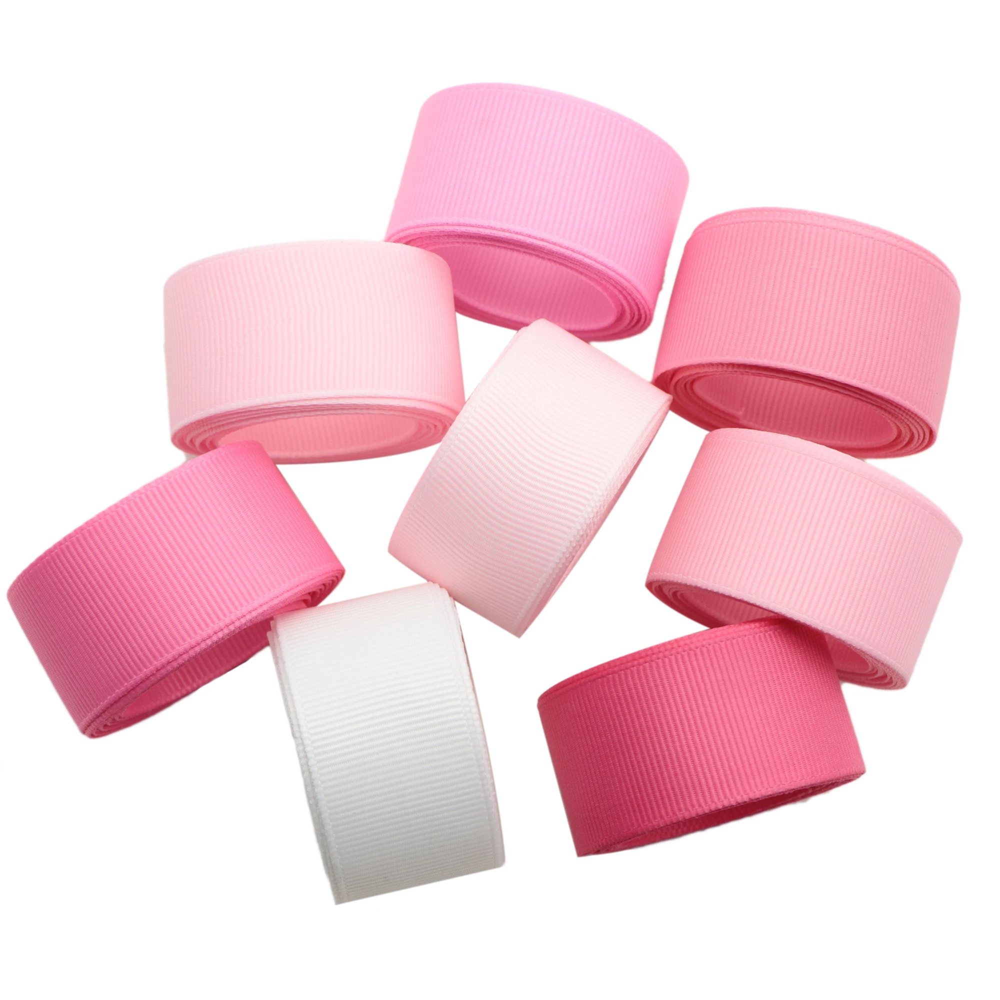 Free Shipping 8 Rolls 5 Yards/roll Pink Series Solid Grosgrain Ribbon Set For Gift Wrapping DIY Bowknot Crafts Home,1Yc44477