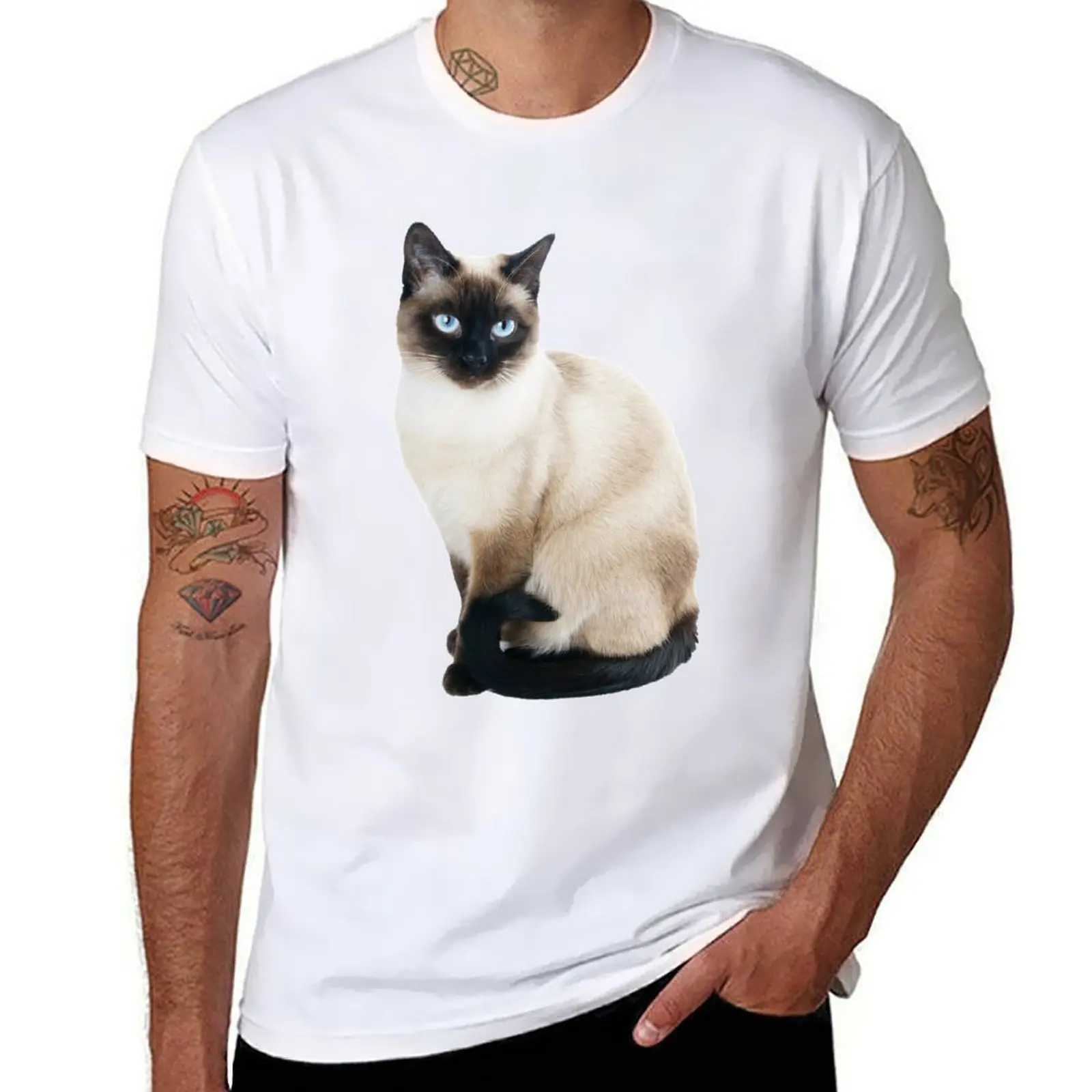 

Siamese Cat Portrait T-Shirt man t shirt designer man t shirts cotton t shirts with prints T-shirt