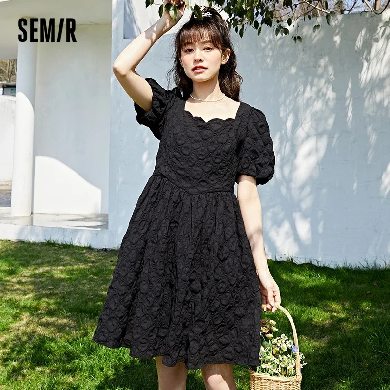 

Semir Dress Women Bow Flower Petal Collar Korean Version 2024 Summer New Pure Desire Texture Short Dress Fairy