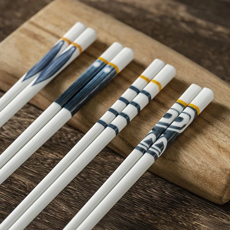 1pair Japanese Style Ceramic Chopsticks Creative Household Chopsticks Anti-mold Sushi Food Chopsticks Kitchen Supplie