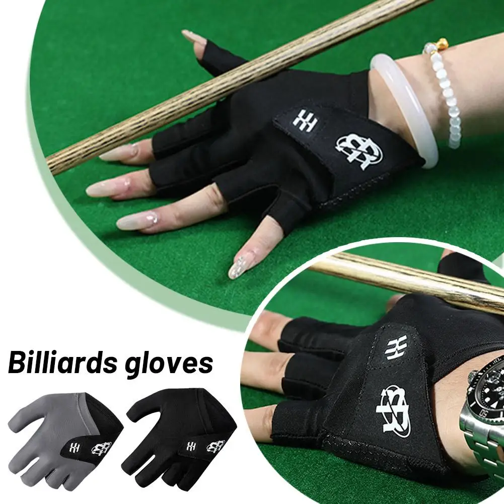 Open Finger Billiard Gloves Breathable Polyester Snooker Training Lightweight Amateur Smooth Gloves Soft Adjustable Pool St M5d0