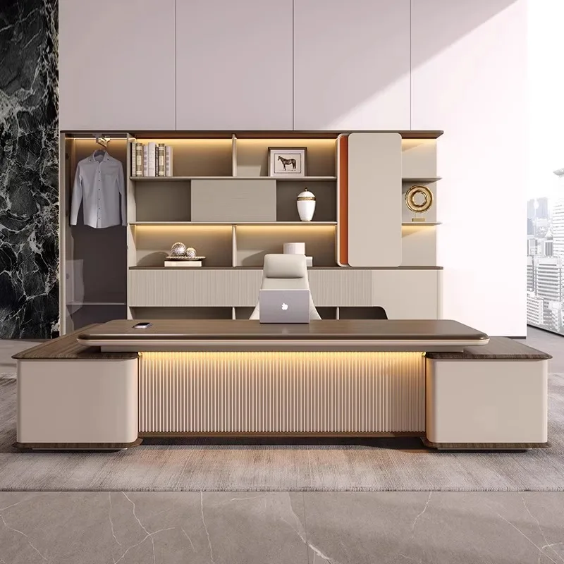 Scrivania Boss, combinazione scrivania e sedia da ufficio, manager della sedia semplice e moderna