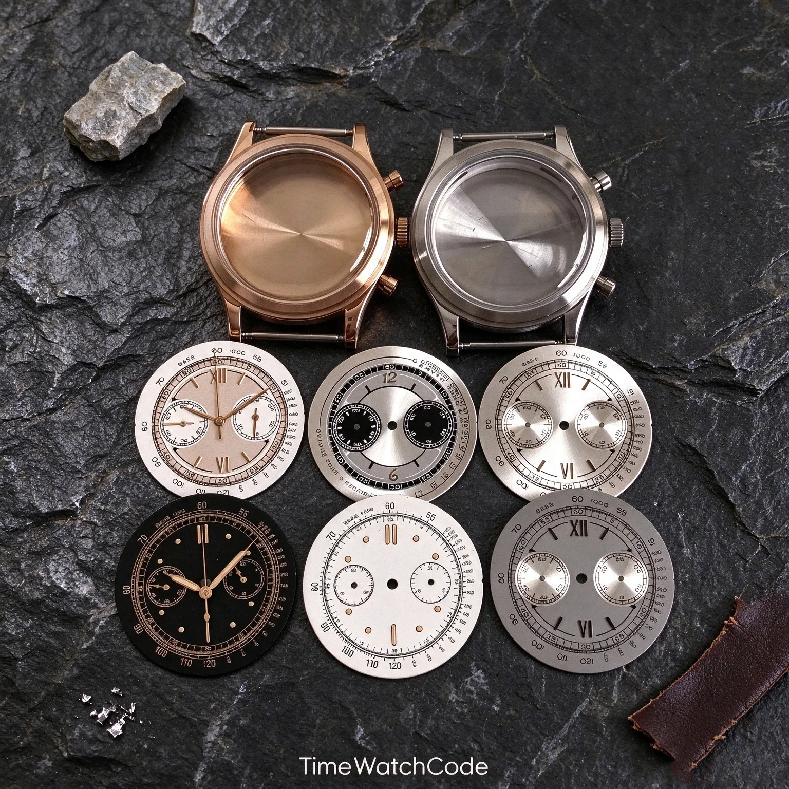 38mm Miyota OS20 Retro Men's Watch Case for Sport Watches Chronograph Quartz Clock Domed Crystal Rose Gold 316L Stainless Steel
