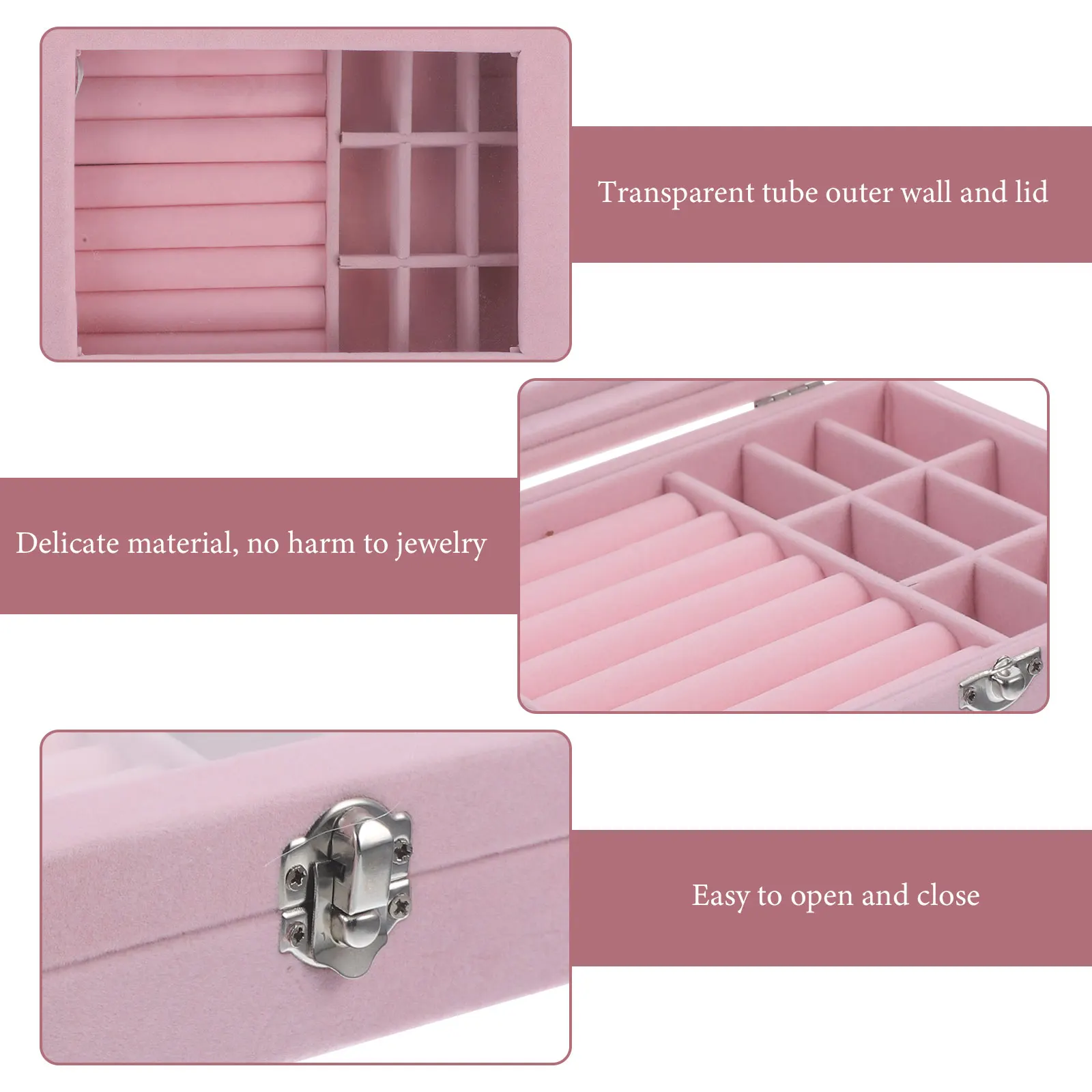 

Ring Jewelry Storage Box Miss Necklace Holder Flannel Large Capacity Case Jewellery Organizer