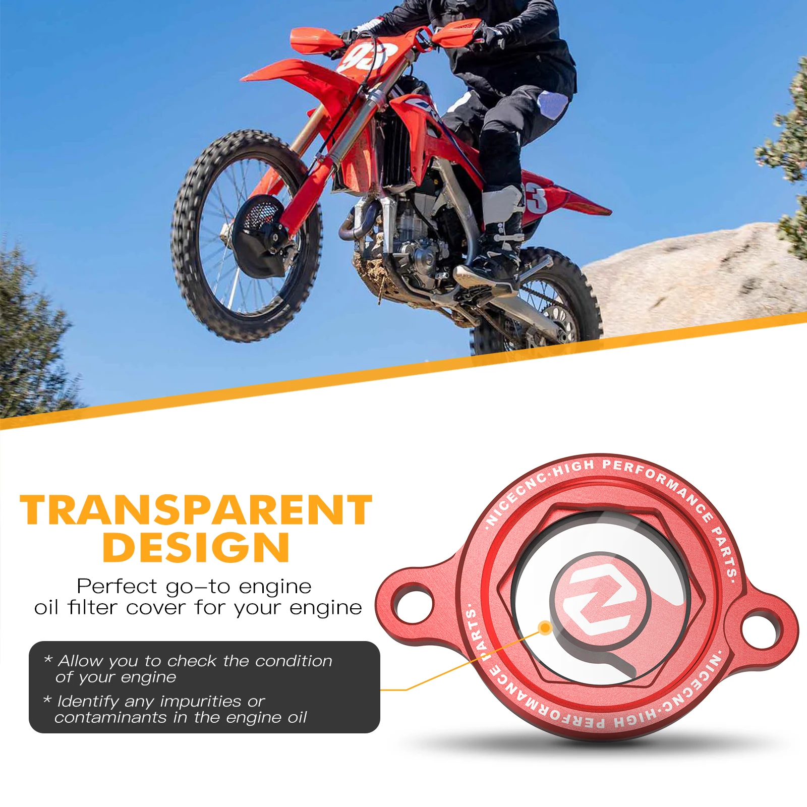 For Honda CRF450R CRF450RX 2017-2024 CRF 450X 450RX 450RWE 250R CRF250R 2019-2024 Transparent Engine Oil Filter Cover Cap Guard