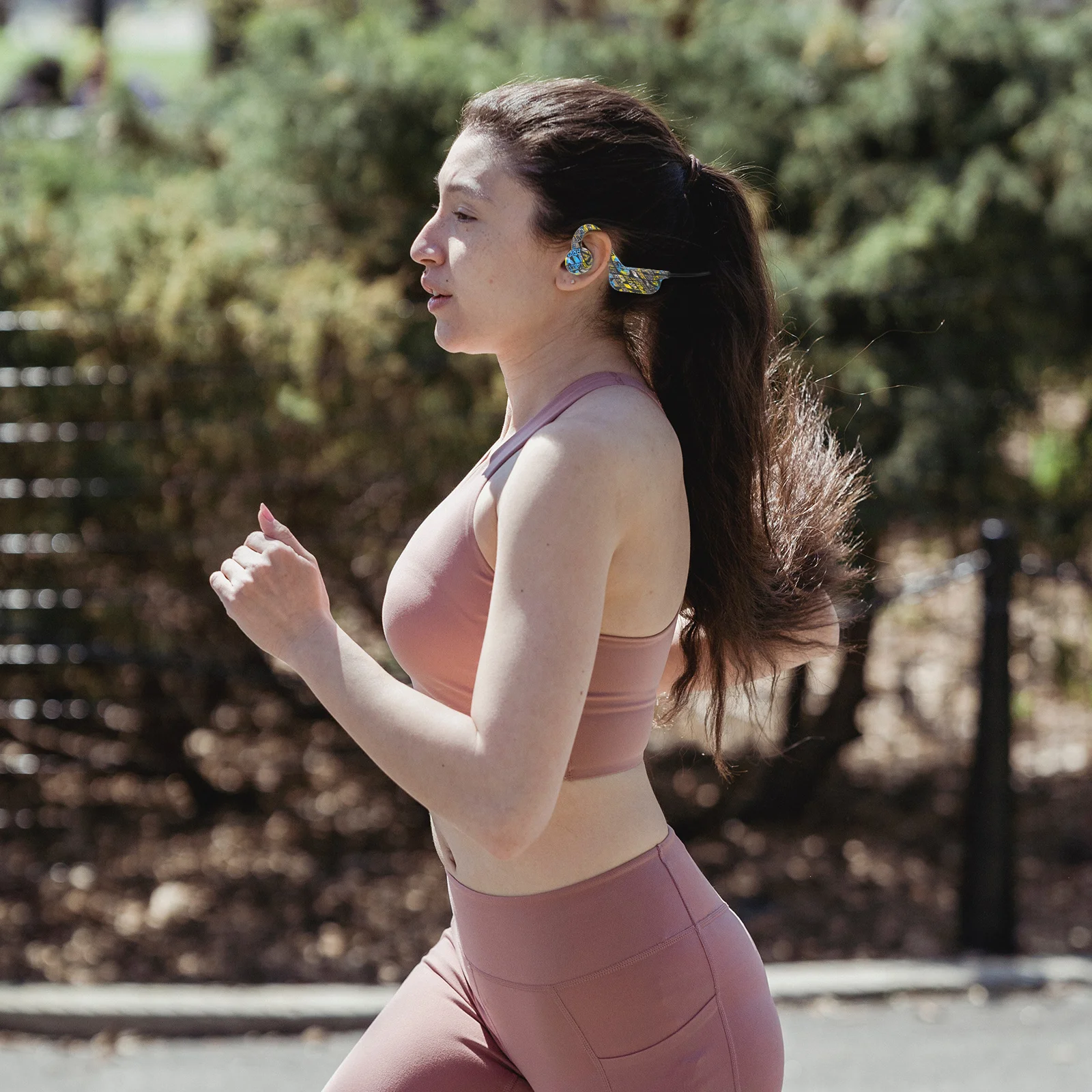 

Bone Conduction Headphone Wireless Earbuds Digital Display Screen Secure Fit Immersive Hd Sound Long Headset