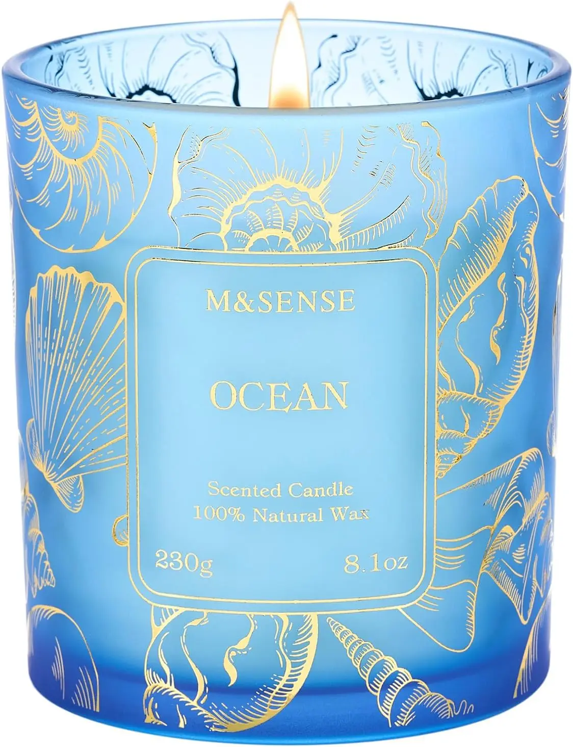 Vela Aromática de Cera de Soya Natural con Aroma a Océano, 8.1 oz, No Tóxica, Combustión Lenta de 42 Horas, Frescura de Verano para Decoración de Baños, Regalo para Aliviar el Estrés
