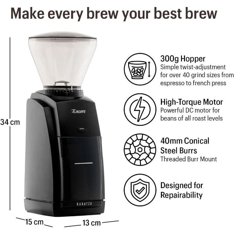 Encore Coffee Grinder, Black Grinders, Electric Burr Grinders, ZCG485BLK