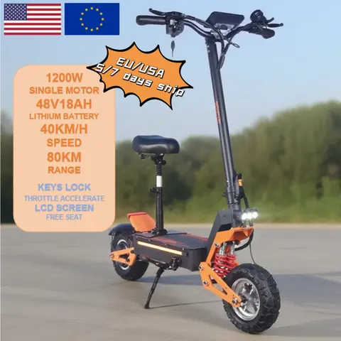 TOURSOR X5 EU USA Local Hot Sales Seated Electric Scooter 1500W 48V 18AH 11" All Terrain Three Speed Adjustable Adult E Scooter