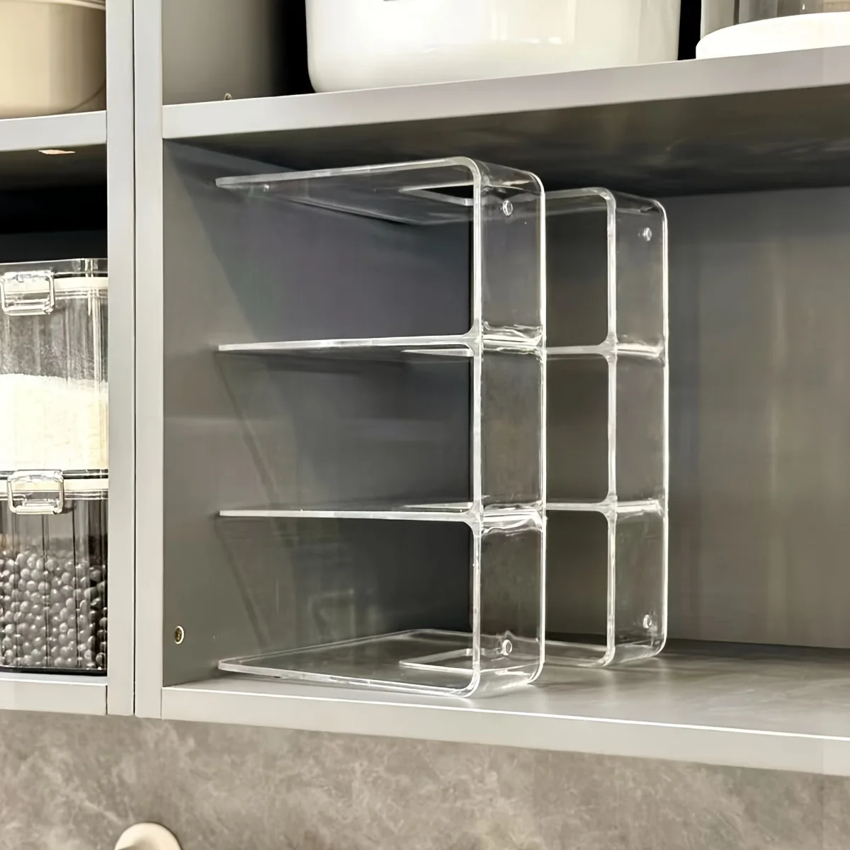 Acrylic Pull-Out Storage Organizer for Kitchen Cabinets - Polished Finish, Multipurpose Use, Kitchen Organizers And Storage