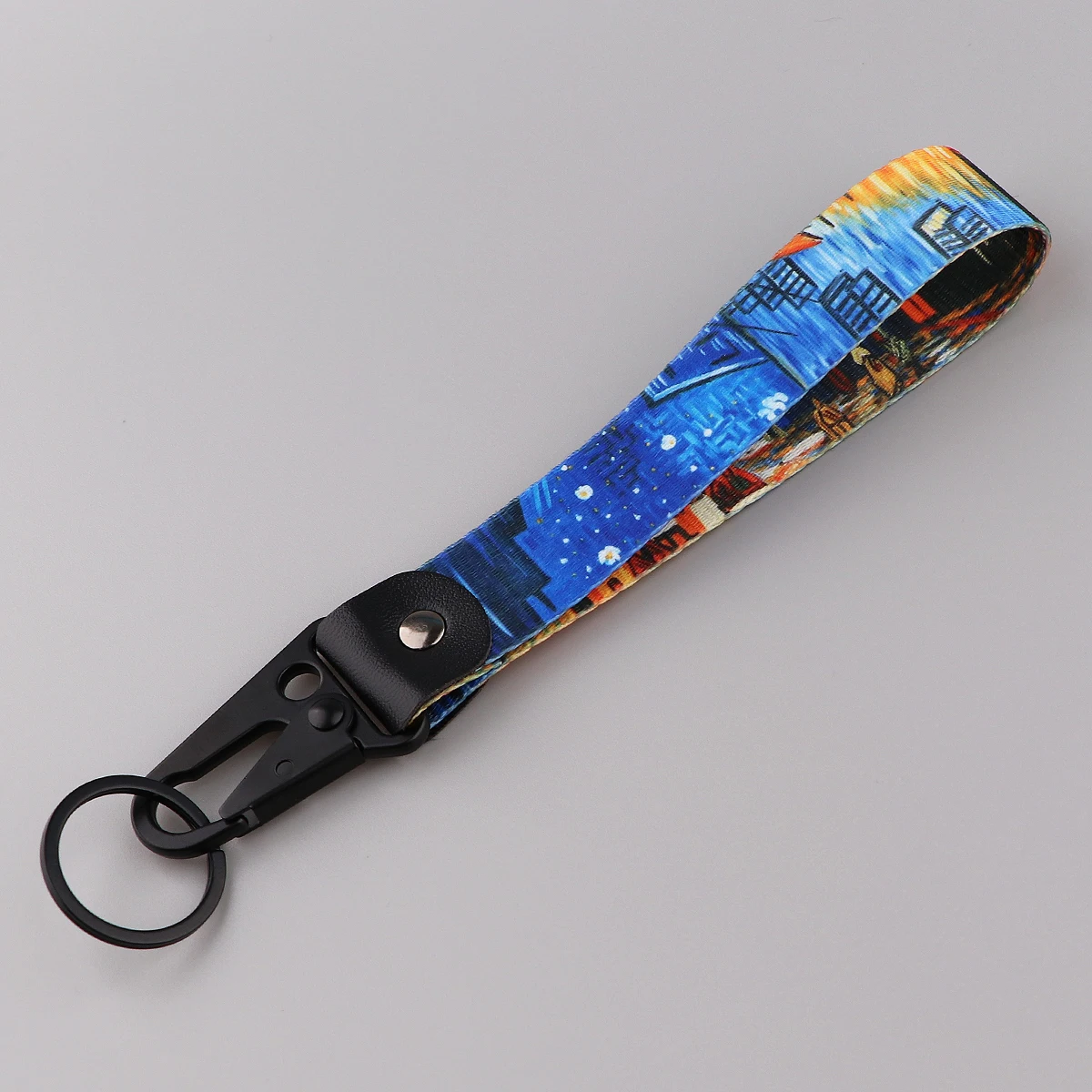 Van Gogh Korte Lanyard Olieverfschilderij Sterrenhemel Polsband Sleutelhanger Lanyard Tags Sleutelband Auto Motorfiets Sleutelhanger Accessoires