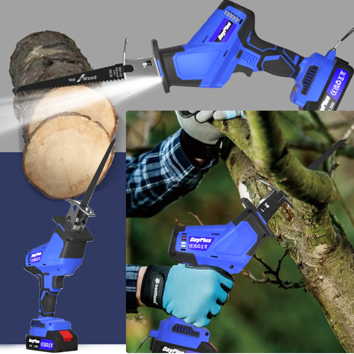 Scie sauteuse sans fil 21V sans balais, scie à bois électrique avec 2 batteries 1,5 Ah, 4 lames de scie, 1 boîte de rangement, vitesse variable 0-1900 tr/min pour la découpe du métal, du bois et des tuyaux en PVC