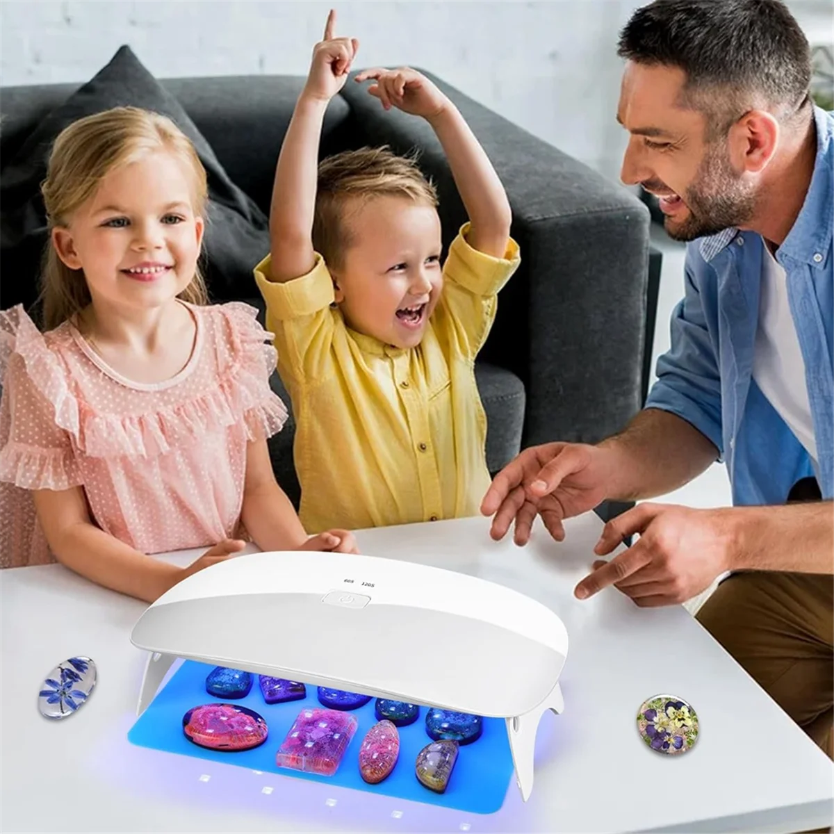 LLXA الراتنج مصباح الأشعة فوق البنفسجية، 48 واط علاج سريع مصباح الراتنج الأشعة فوق البنفسجية/LED مع 30 قطعة حبيبات مصباح مصدر الضوء المزدوج لمجموعة الراتنج الأشعة فوق البنفسجية