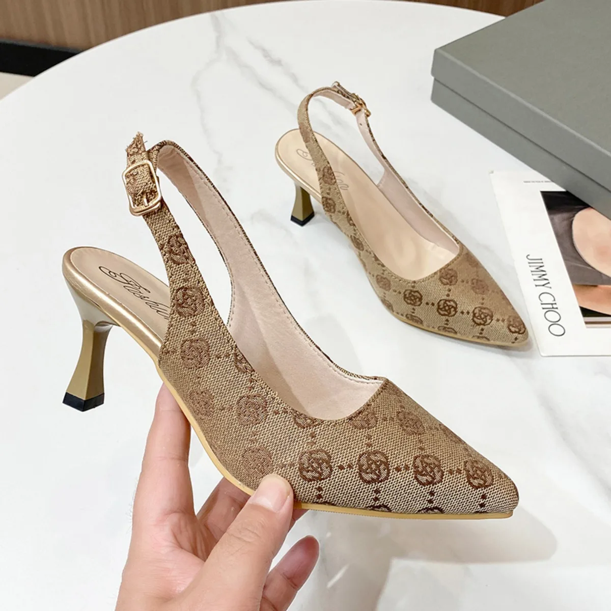 

Fashion Brand Designer High Heels Sandals Women Summer Pointed Toe Ankle Straps Pumps Woman Plus Size 42 Thin Heeled Party Shoes