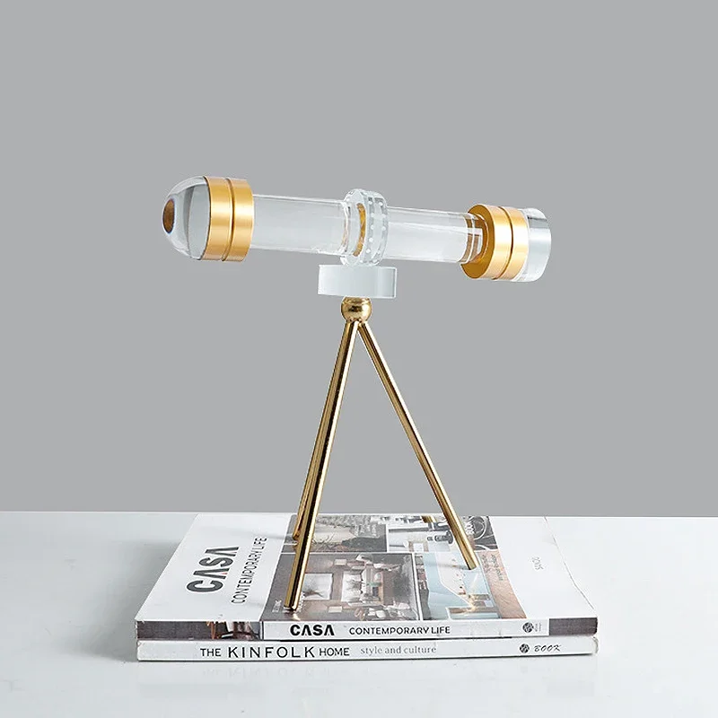 Miniature Scaled Astronomy Telescope Crystal Glass Model Hobby Ornament Study Decor Office Desktop Craft Souvenir