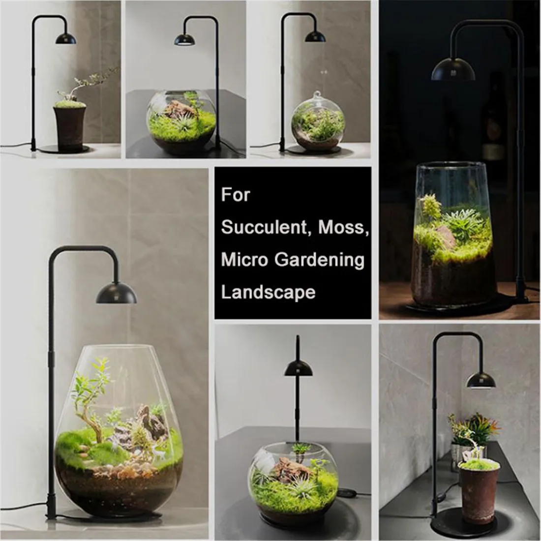 ไฟปลูกต้นไม้ LED แบบ USB สีดำ พร้อมตัวตั้งเวลาแบบหน่วยความจำ 3/6/12 ชั่วโมง สำหรับไม้อวบน้ำ, ตะไคร่น้ำ, การจัดสวนขนาดเล็ก, ตู้ปลาเบต้า