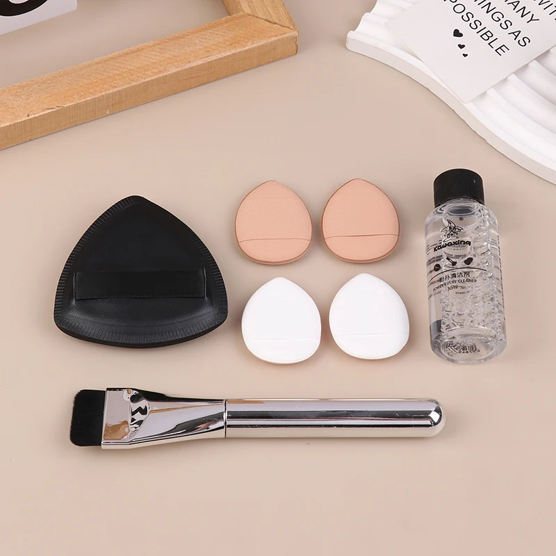 Triangle Black Makeup Puff 7Pcs/Set Flat-head Foundation Brush Cleaner Mini Finger Sponge Concealer Air Cushion Tool