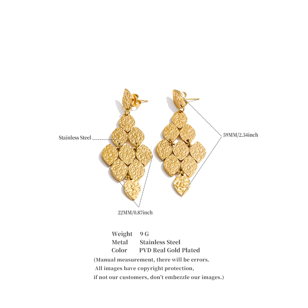 Yhpup Edelstahl Metall-Blatt Tropfen-Ohrringe PVD-Beschichtet Trendige Vintage Pflanzen Modern 2026 Schmuck für Frauen – Detail 1