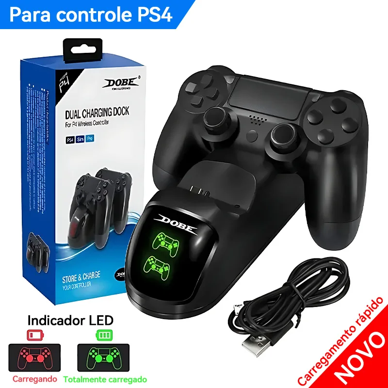 Nova estação de carregamento ps4 carregador rápido sem fio para controlador de jogo indicador led usb duplo doca para ps4 magro/ps4 pro