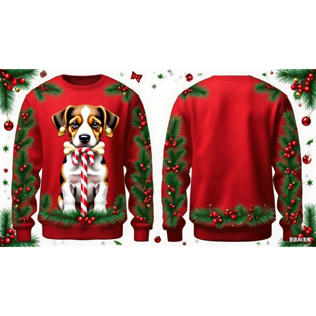 Cute puppy Christmas graphic hoodie 3D Print Spring Autumn Fashion Leisure Versatile Streetwear Men's And Women's Y2K Hoodies