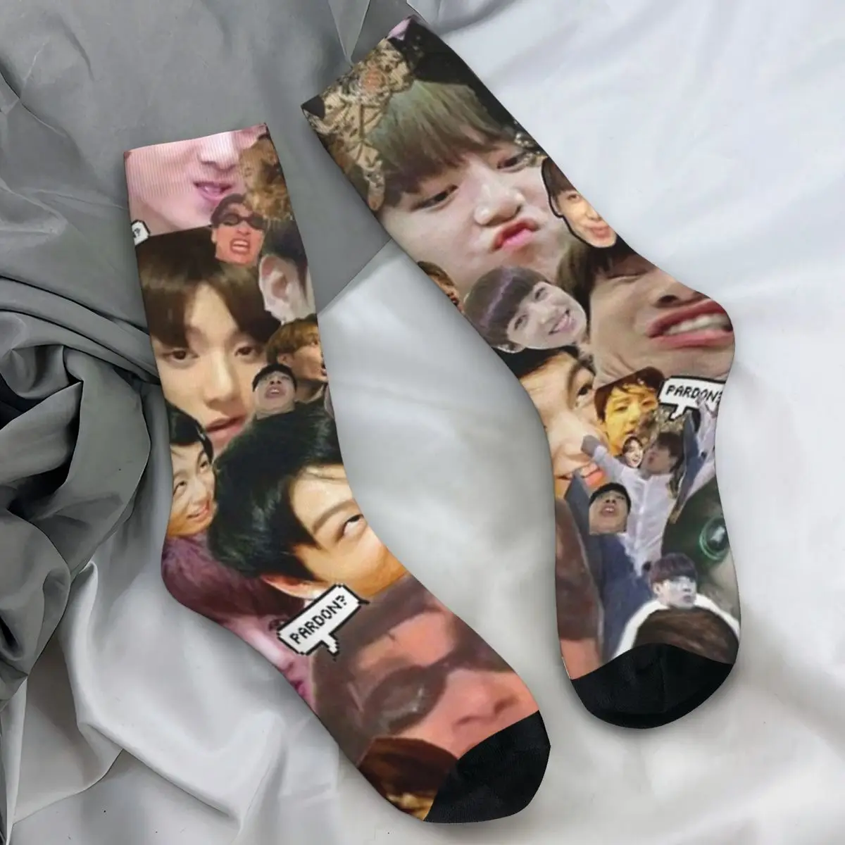 Jungkooks Socks Autumn jk meme face Stockings Gothic Couple Comfortable Socks Printed Climbing Anti Bacterial Socks