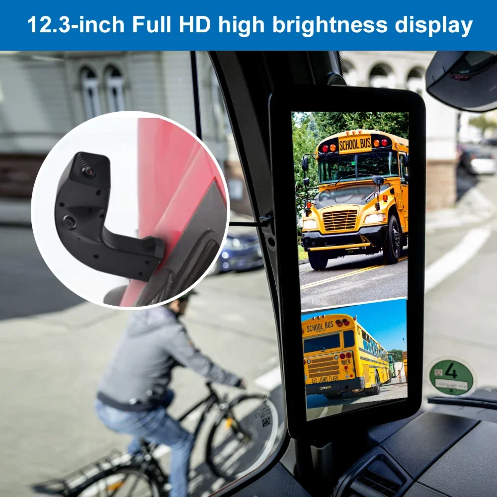 12.3 inch HD 1080P Electronics Mirror Rear View Car Bus Monitor Side Camera System for heavy duty truck bus trail