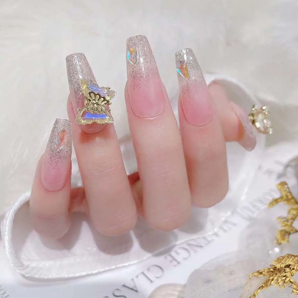 Brocas rotativas de unhas borboleta para mulheres, ornamento de unhas, borboleta giratória, strass, decorações de jóias