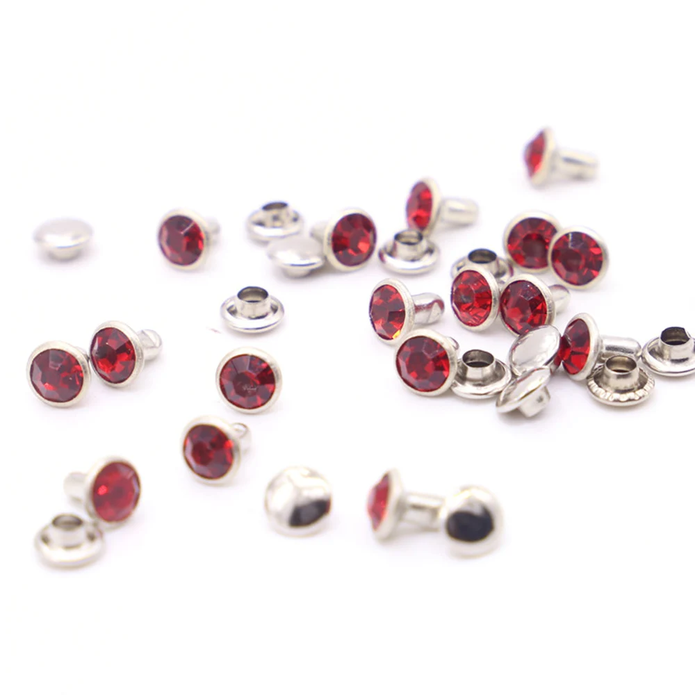 6mm 50Set Color Rhinestone Rivet Material for Clothes Bags Hat Decoration DIY Hand Sewing Buttons Accessories