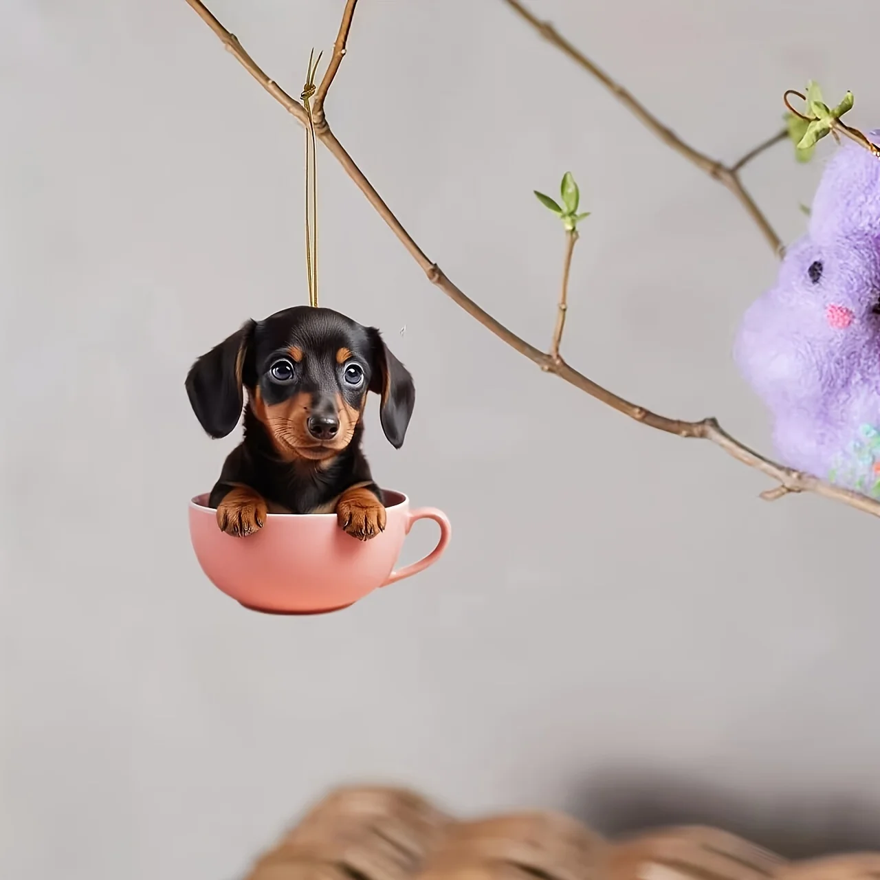 1/2PCS Christmas Charm Dog Ornament Acrylic Dog Figurines Decor Funny Puppy Pendant Xmas Tree Backpack Car Interior Decor