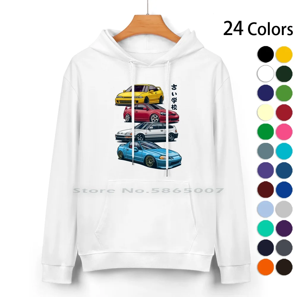 Jdm Mix. Civic , Crx , Integra Pure Cotton Hoodie Sweater 24 Colors Cars Vehicle Automotive Vector Legend Jdm Japan Wheels Race