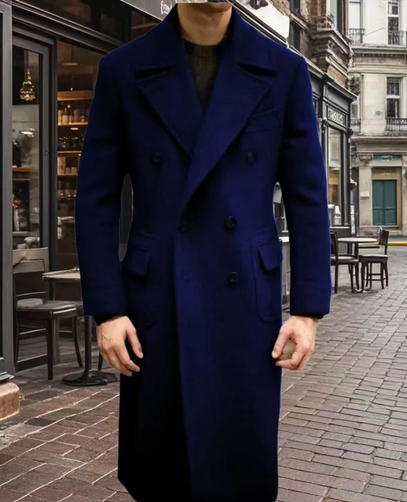 Formal Winter Brown Men Blazer Suits  Double Breasted Winter Warm Overcoat Customized  Business Winter Wear Warm Jacket