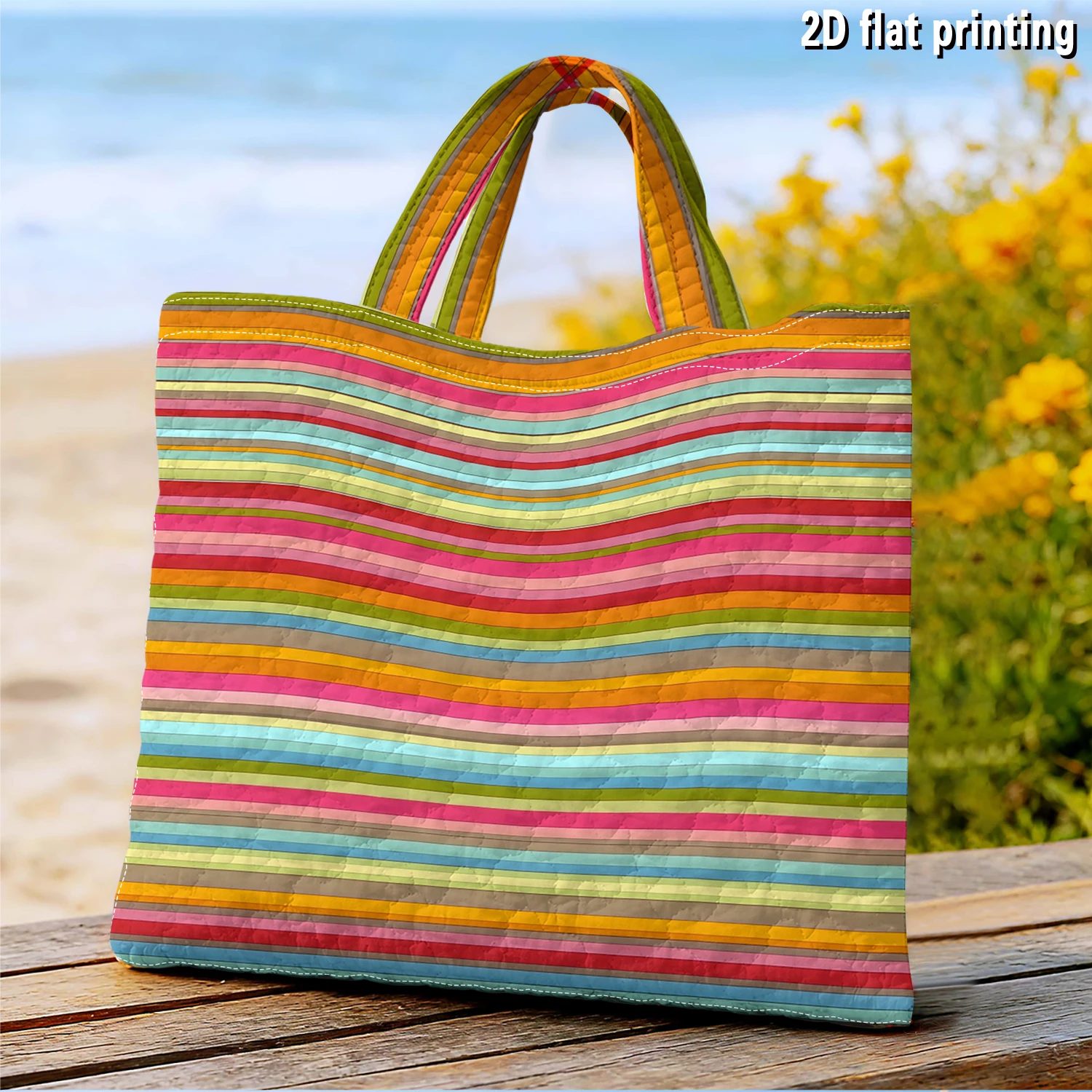 Women Fashion Fun - Retro Rainbow Line Women canvas shoulder