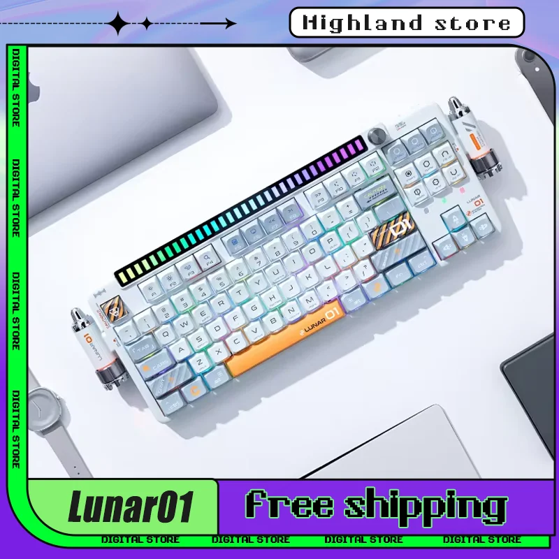 

KeysMe Lunar01 Wireless Mechanical Keyboard 3Mode Bluetooth Keyboards Aluminum Alloy CNC Rgb Custom Gasket Light Gamer Keyboard