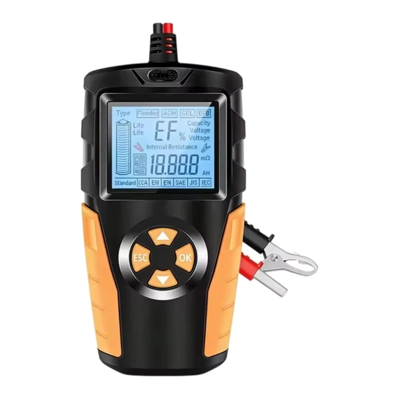 Digital Automotive Battery Tester for 12V and 24V Storage Batteries, Checking Electrical Potential and Internal Resistance