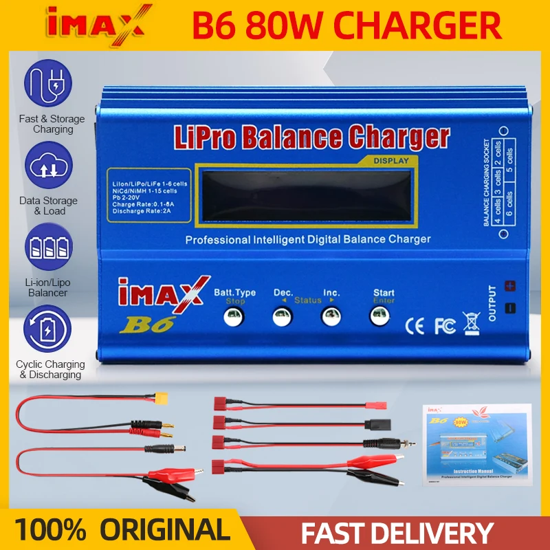 iMAX B6 80W Battery Charger Lipo NiMh Li-ion Ni-Cd Digital Lipro Balance Charger Discharger 1-6S For RC FPV Airplane Drone Car