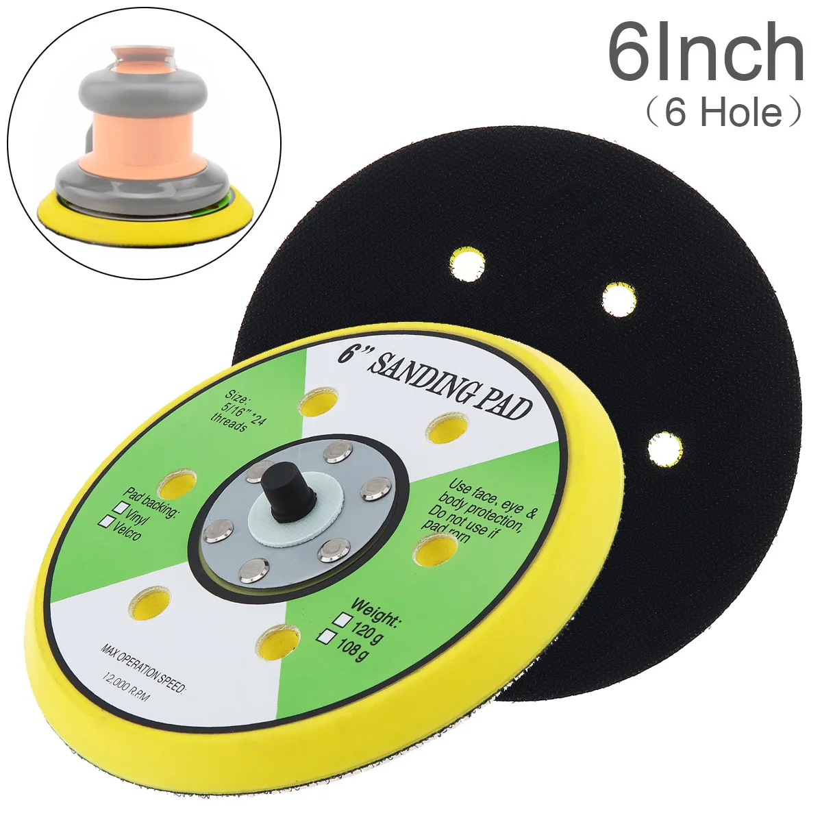 

6'' 6 Hole Sanding Pad Circular grinding plate Self-adhesive Sander Backing Polishing Pad for Pneumatic Sanders Air Polishers