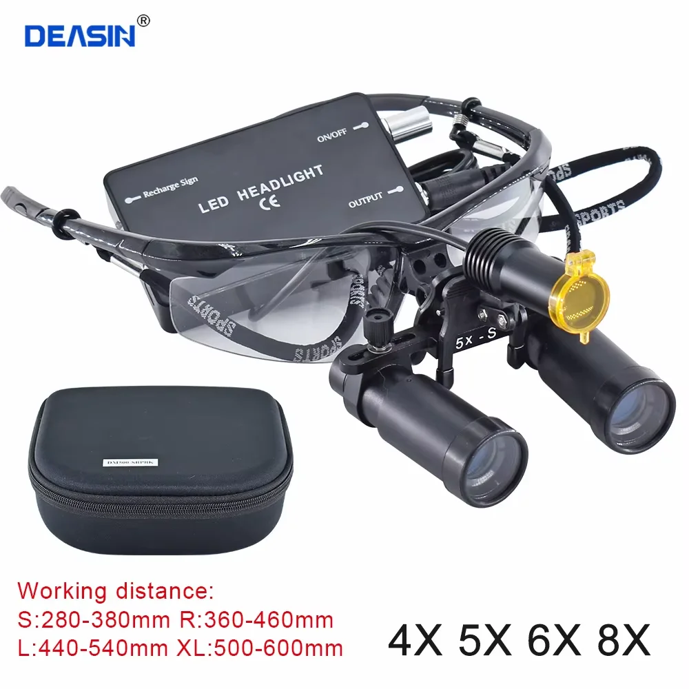 4X 5X 6X 8X Headlight Wireless Dental Loupes Dental Magnifier Dental Lab Medical Loupes Magnification Binocular  5W Headlamp