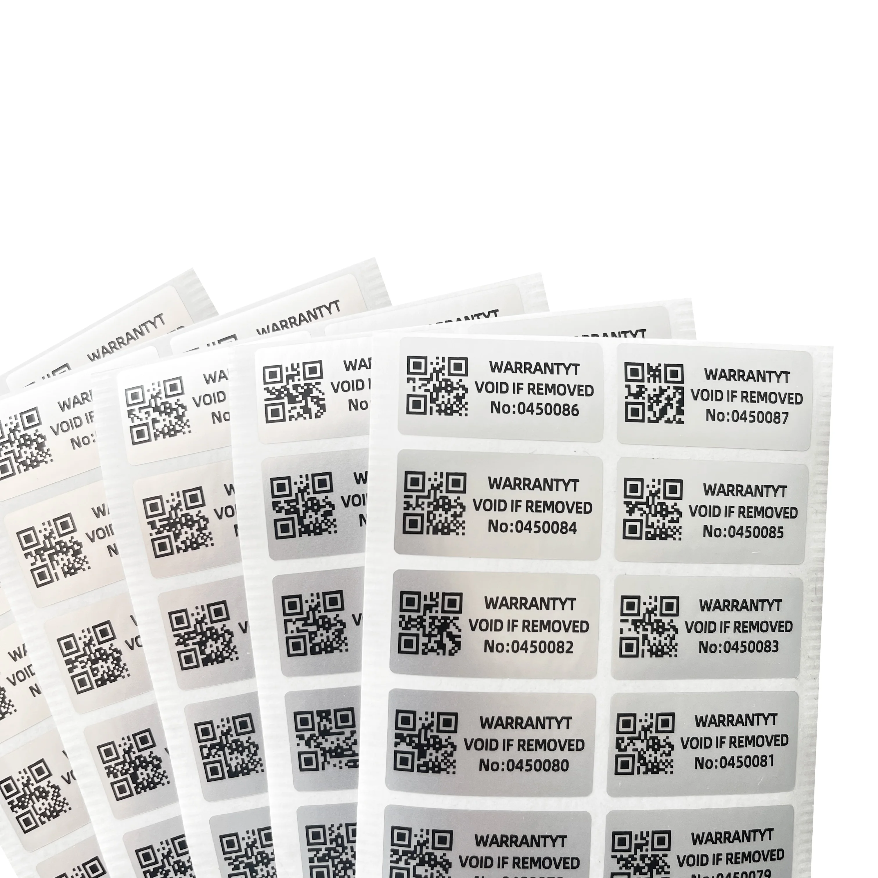 100pcs warranty protection sticker 30X15mm tamper-proof invalid label One-time security seal QR code serial number sticker