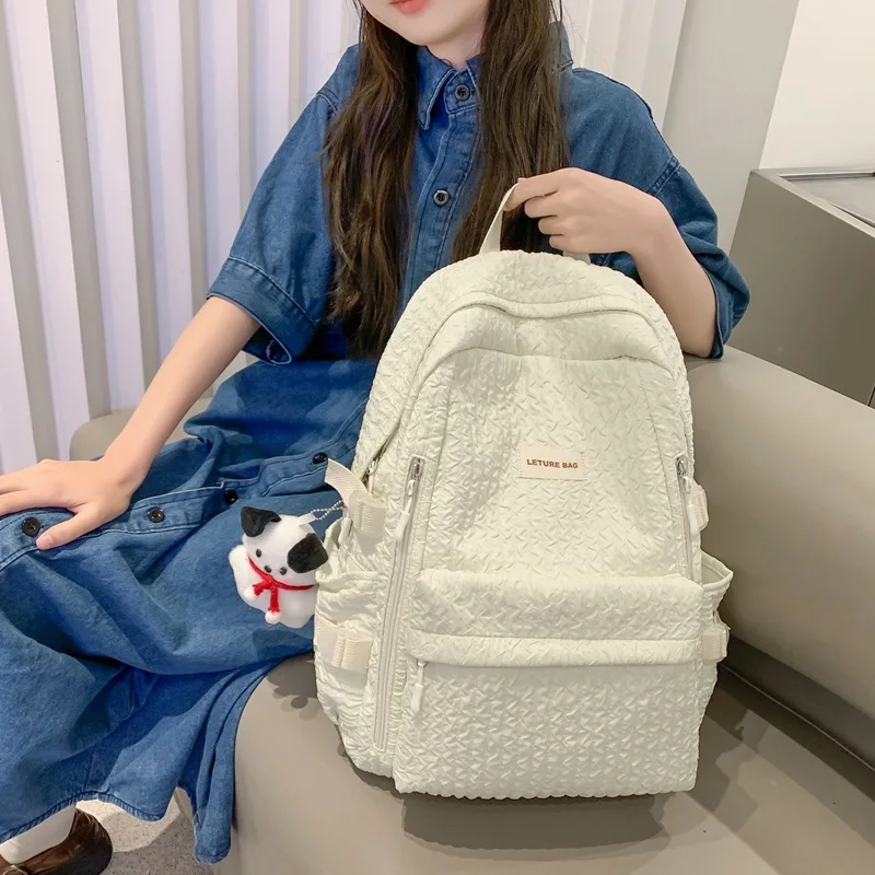 Solid Nylon Soft Sewing Thread Zipper School Bags 2026 High Quality Large Capacity Bags Corduroy Casaul Softback Youth Backpack