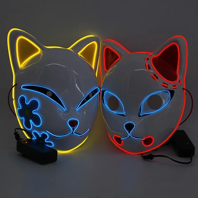 

Anime Demon Slayer Kamado Tanjirou Makomo Sabito Cosplay Accessories Luminous Mask Fox Headgear Costume Prop Halloween Xmas Gift