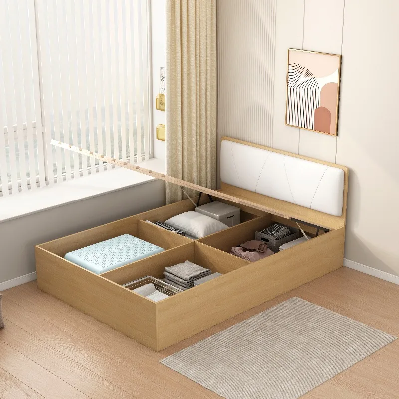 Tatami storage bed small room space saving tatami double new product modern simple solid wood bed frame high box