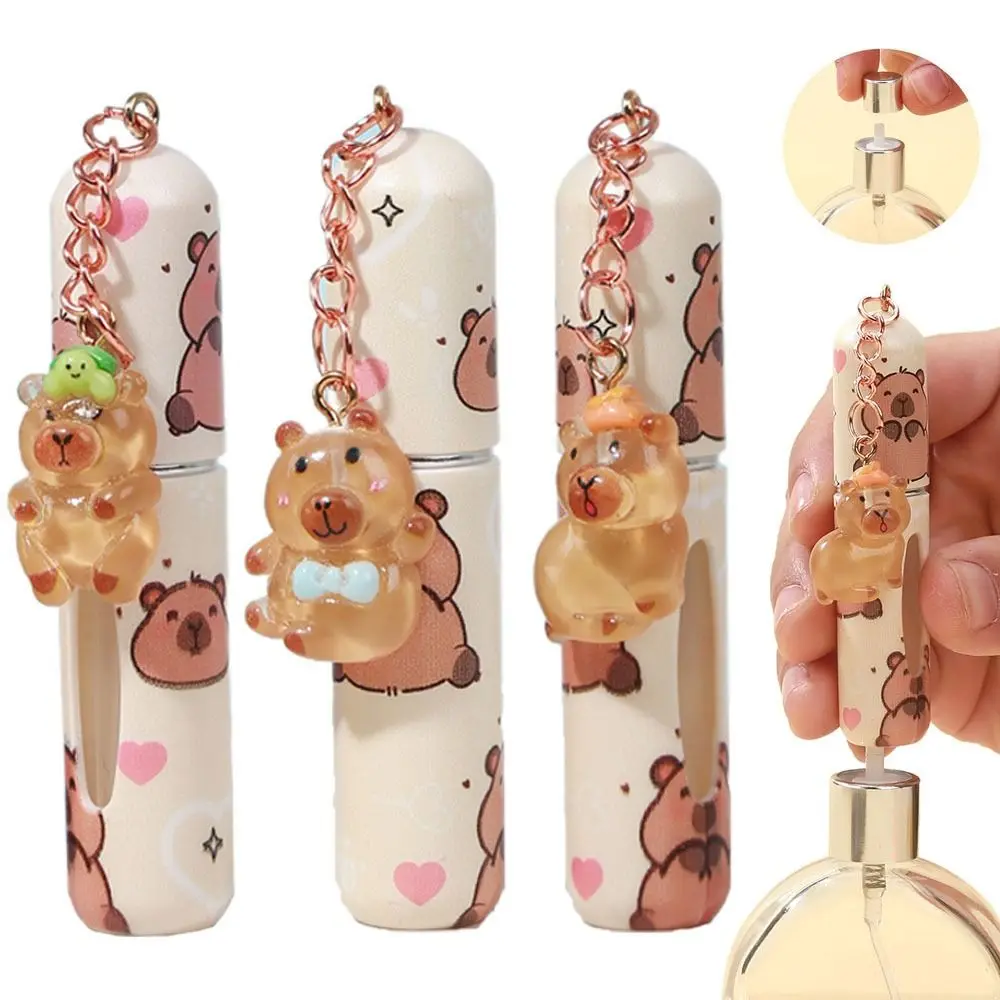 Bouteille de parfum Capibara Portable de 5ml, Mini récipients cosmétiques vides rechargeables, vaporisateur anti-fuite, bouteille rotative de voyage