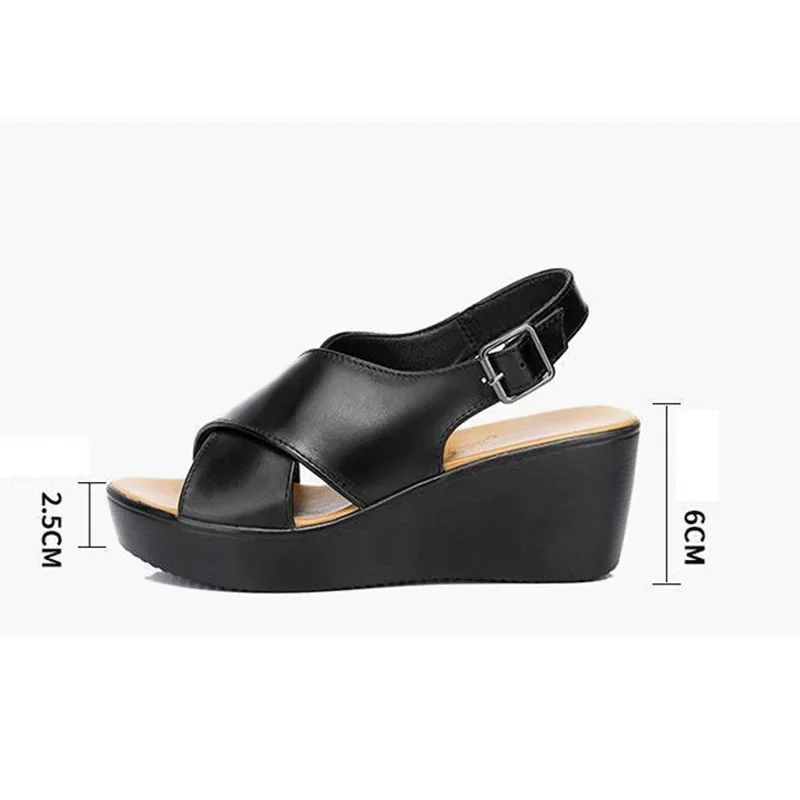 BEYARNE Plus Size 32-43 Back Buckle Platform Wedges Sandals Summer Shoes Casual Beach Shoe Medium Heels Sandals for Mother