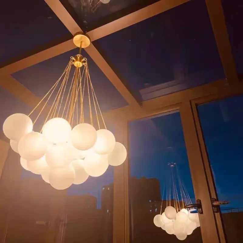 Imagem -02 - Nordic Modern Pendant Light Bola de Vidro Luz de Teto Dourada Decoração para Casa Criativa Iluminação Led E27