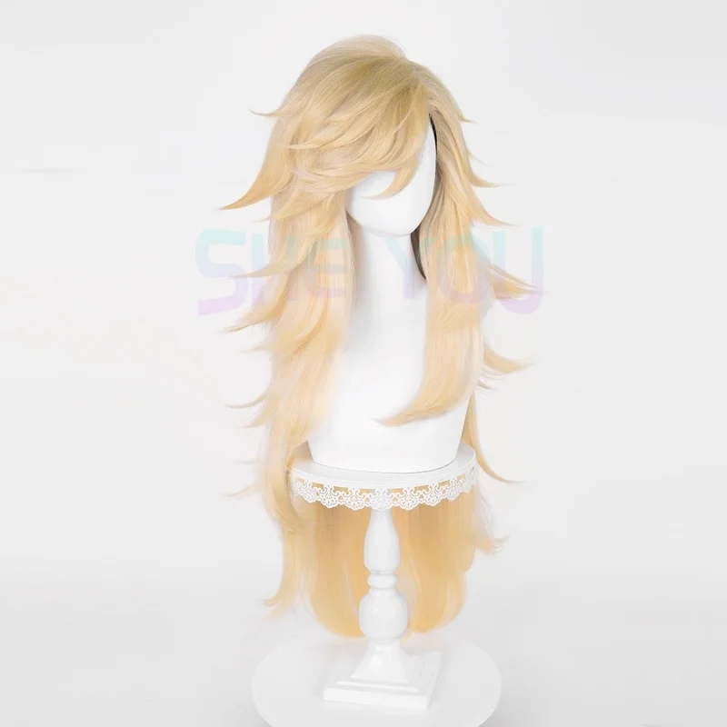Peluca de Cosplay de Anime nuevo Douma, pelucas doradas de 100cm para hombres y mujeres, peluca de disfraces de Cosplay, pelo sintético resistente al calor para Halloween